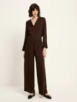 Lanius Damen Hose mit weitem Bein dark brown