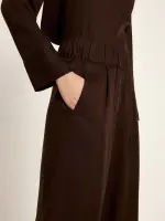 Lanius Damen Hose mit weitem Bein dark brown