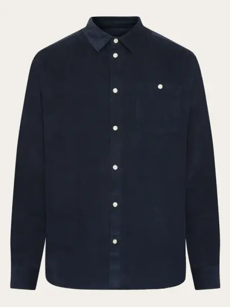 KnowledgeCotton Herren Hemd Organic Cotton Corduroy Shirt GOTS Total Eclipse