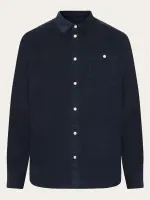 KnowledgeCotton Herren Hemd Organic Cotton Corduroy Shirt GOTS Total Eclipse