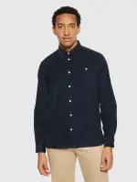 KnowledgeCotton Herren Hemd Organic Cotton Corduroy Shirt GOTS Total Eclipse