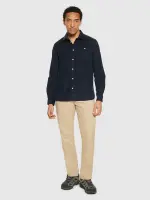 KnowledgeCotton Herren Hemd Organic Cotton Corduroy Shirt GOTS Total Eclipse
