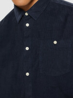 KnowledgeCotton Herren Hemd Organic Cotton Corduroy Shirt GOTS Total Eclipse