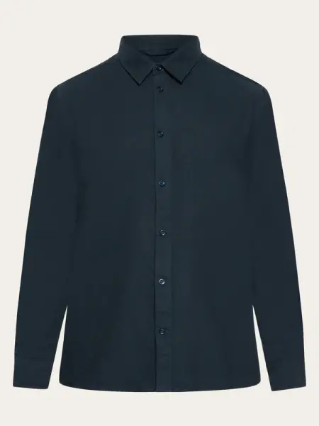 KnowledgeCotton Herren Hemd Organic Cotton Flannel Shirt GOTS Total Eclipse