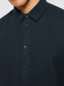 KnowledgeCotton Herren Hemd Organic Cotton Flannel Shirt GOTS Total Eclipse