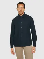 KnowledgeCotton Herren Hemd Organic Cotton Flannel Shirt GOTS Total Eclipse