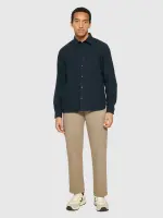 KnowledgeCotton Herren Hemd Organic Cotton Flannel Shirt GOTS Total Eclipse
