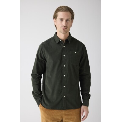 KnowledgeCotton Herren Hemd Organic Cotton Corduroy Shirt GOTS Forrest Night