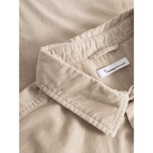 KnowledgeCotton Herren Hemd Organic Cotton Corduroy Shirt GOTS Light Feather Gray
