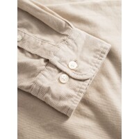 KnowledgeCotton Herren Hemd Organic Cotton Corduroy Shirt GOTS Light Feather Gray