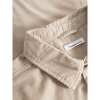 KnowledgeCotton Herren Hemd Organic Cotton Corduroy Shirt GOTS Light Feather Gray