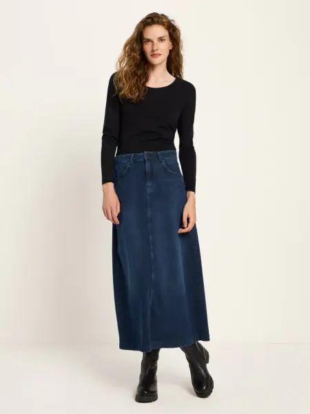 Lanius Damen Jeans Rock GOTS dark blue denim