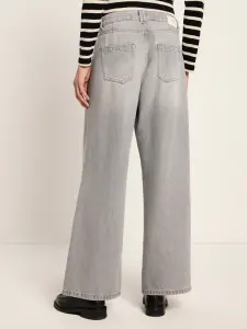 Lanius Damen Hose High-Waist Marlenejeans mit Bundfalte light grey denim