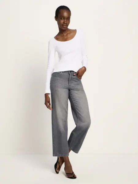 Lanius Damen Jeans relaxed GOTS dark grey denim