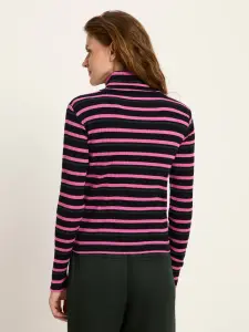 Lanius Damen Longsleeve Rollkragenshirt in Rippoptik GOTS black / pink