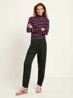 Lanius Damen Longsleeve Rollkragenshirt in Rippoptik GOTS black / pink