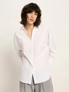 Lanius Damen Hemdbluse Oversize GOTS white