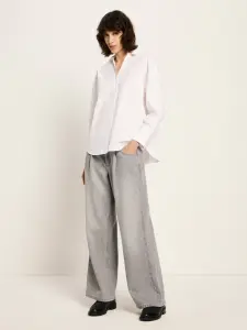 Lanius Damen Hemdbluse Oversize GOTS white