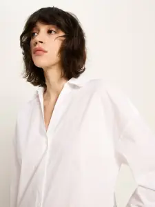Lanius Damen Hemdbluse Oversize GOTS white