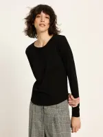Lanius Damen Longsleeve Langarmshirt GOTS black