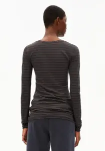 Armedangels Damen Longsleeve Einiaara stripes walnut cream-dark steel
