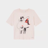 Dedicated Damen T-Shirt Vadstena Star Boots Oat White