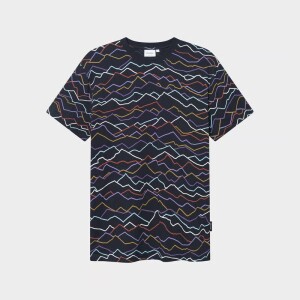 Dedicated Herren T-Shirt Stockholm Line Mountains AOP black