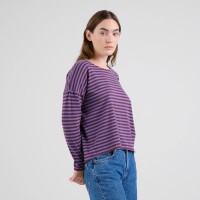 Dedicated Damen Sweatshirt Humledal Stripes Fig Red S