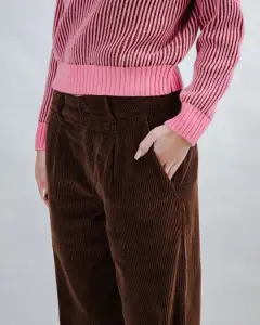 Brava Damen Hose Corduroy Pleated chocolate