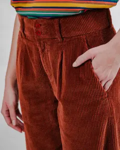 Brava Damen Hose Corduroy Pleated copper
