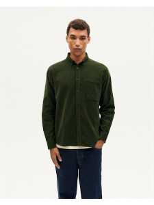 Thinking Mu Herren Hemd Anto Corduroy Bottle Green