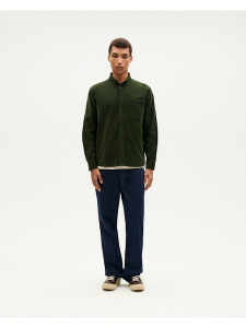Thinking Mu Herren Hemd Anto Corduroy Bottle Green