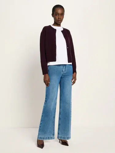 Lanius Damen Strickjacke Boxy GOTS bordeaux