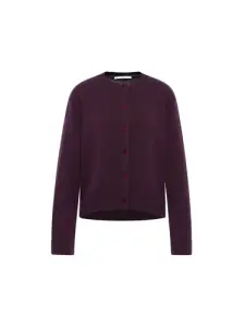 Lanius Damen Strickjacke Boxy GOTS bordeaux