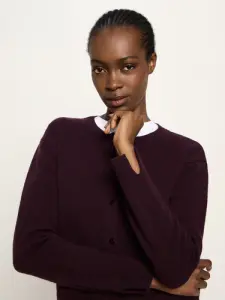 Lanius Damen Strickjacke Boxy GOTS bordeaux