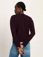 Lanius Damen Strickjacke Boxy GOTS bordeaux