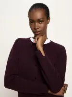 Lanius Damen Strickjacke Boxy GOTS bordeaux