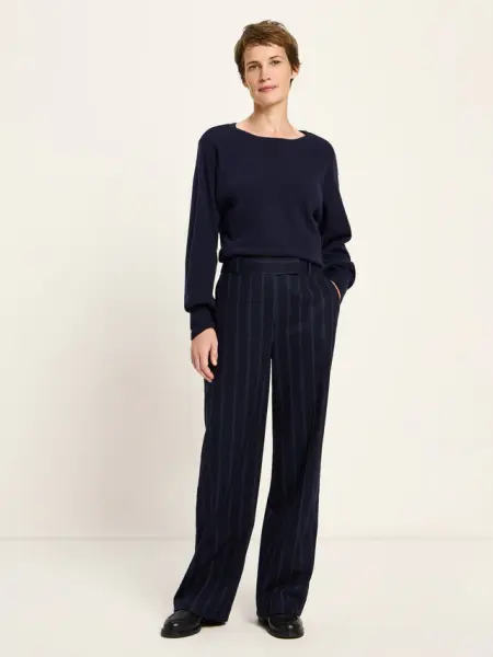 Lanius Damen Hose Streifen Marlenehose GRS Midnight