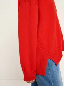 Lanius Damen Pullover mit V-Ausschnitt GOTS red alert