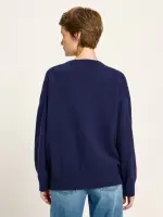 Lanius Damen Pullover mit V-Ausschnitt GOTS purple blue melange