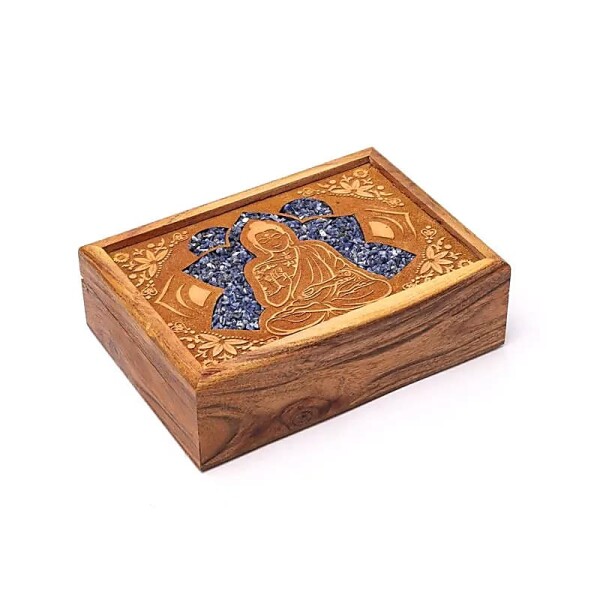Phoenix Import Schmuck- / Tarotkästchen Holz Buddha Sodalith