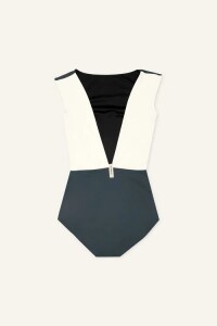 Mymarini Damen Badeanzug Seabody black grey white