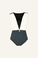 Mymarini Damen Badeanzug Seabody black grey white