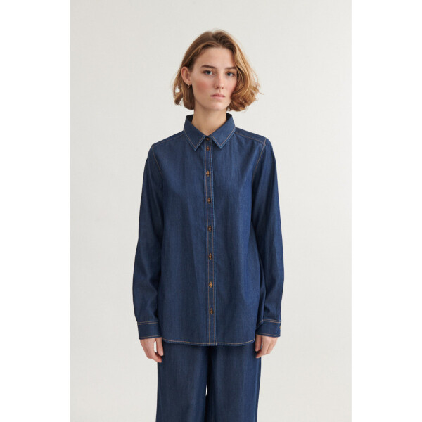 Basic Apparel Damen Bluse Bine LS mid blue