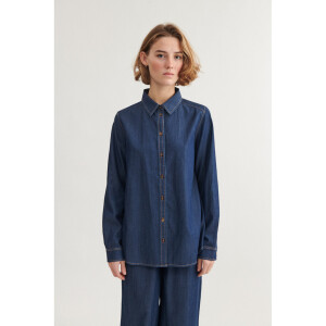 Basic Apparel Damen Bluse Bine LS mid blue