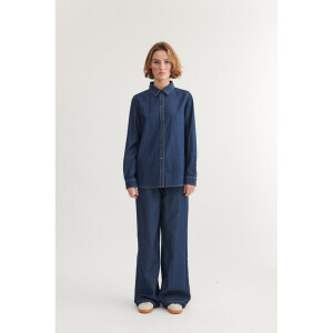 Basic Apparel Damen Bluse Bine LS mid blue