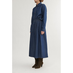 Basic Apparel Damen Rock Bine Long Mid Blue