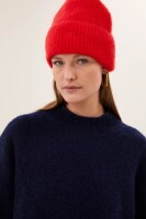 By Bar Beanie Logo scarlet red onesize