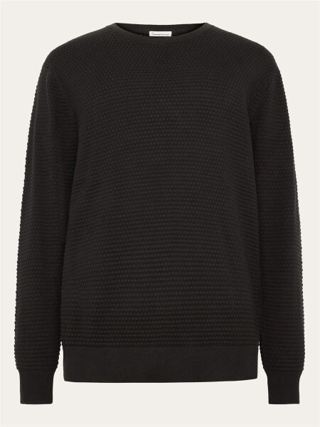 KnowledgeCotton Herren Pullover 1080067 VAGN regular bubble knit crew neck chocolate torte