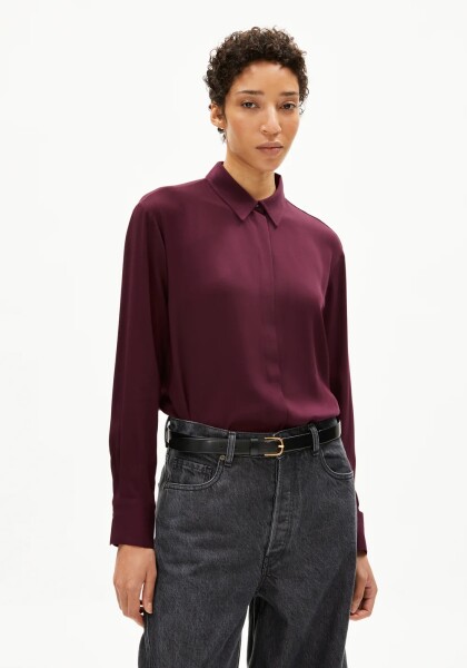 Armedangels Damen Bluse Larisaana LS dark cranberry